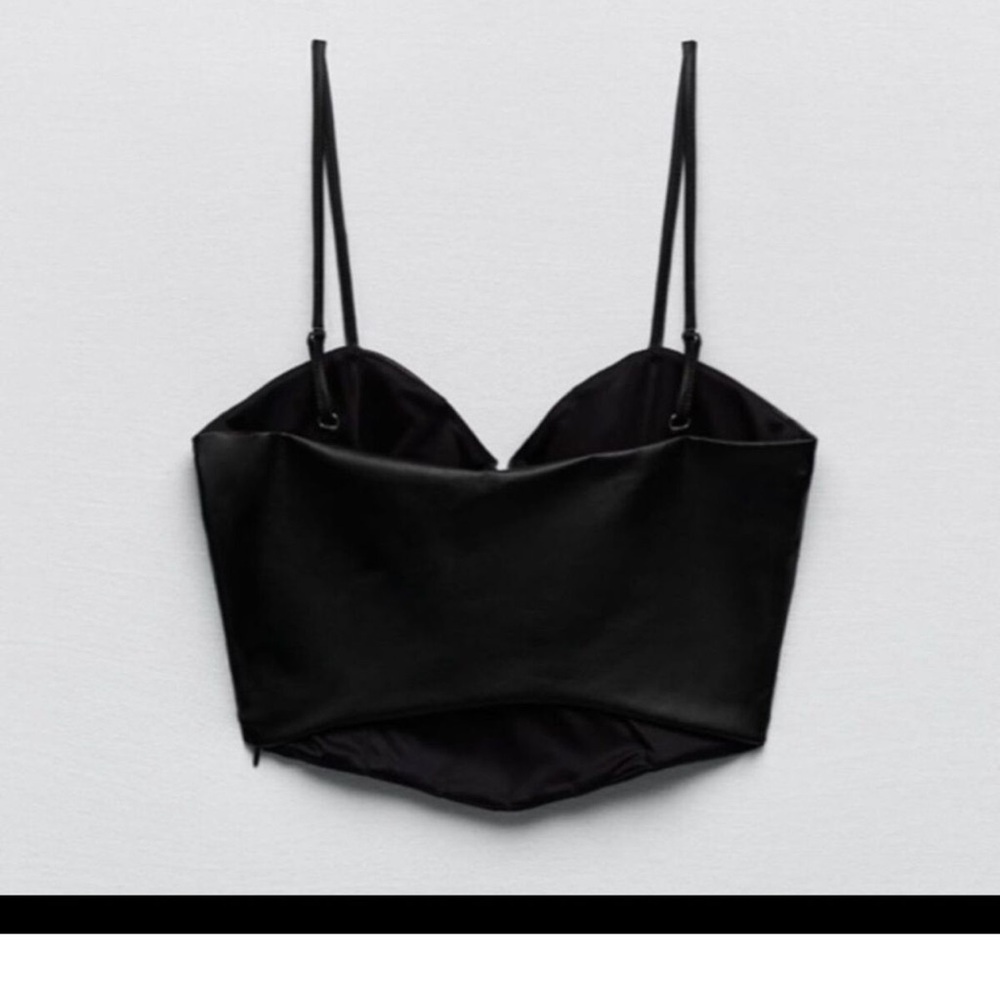 Zara Faux Leather Corset Top NWT - Picture 3 of 7